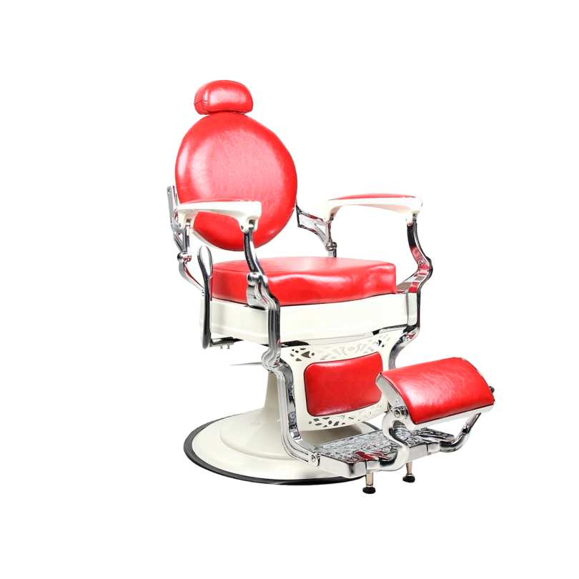 Парикмахерское кресло, арт. Vintage 001 (White), цвет красный